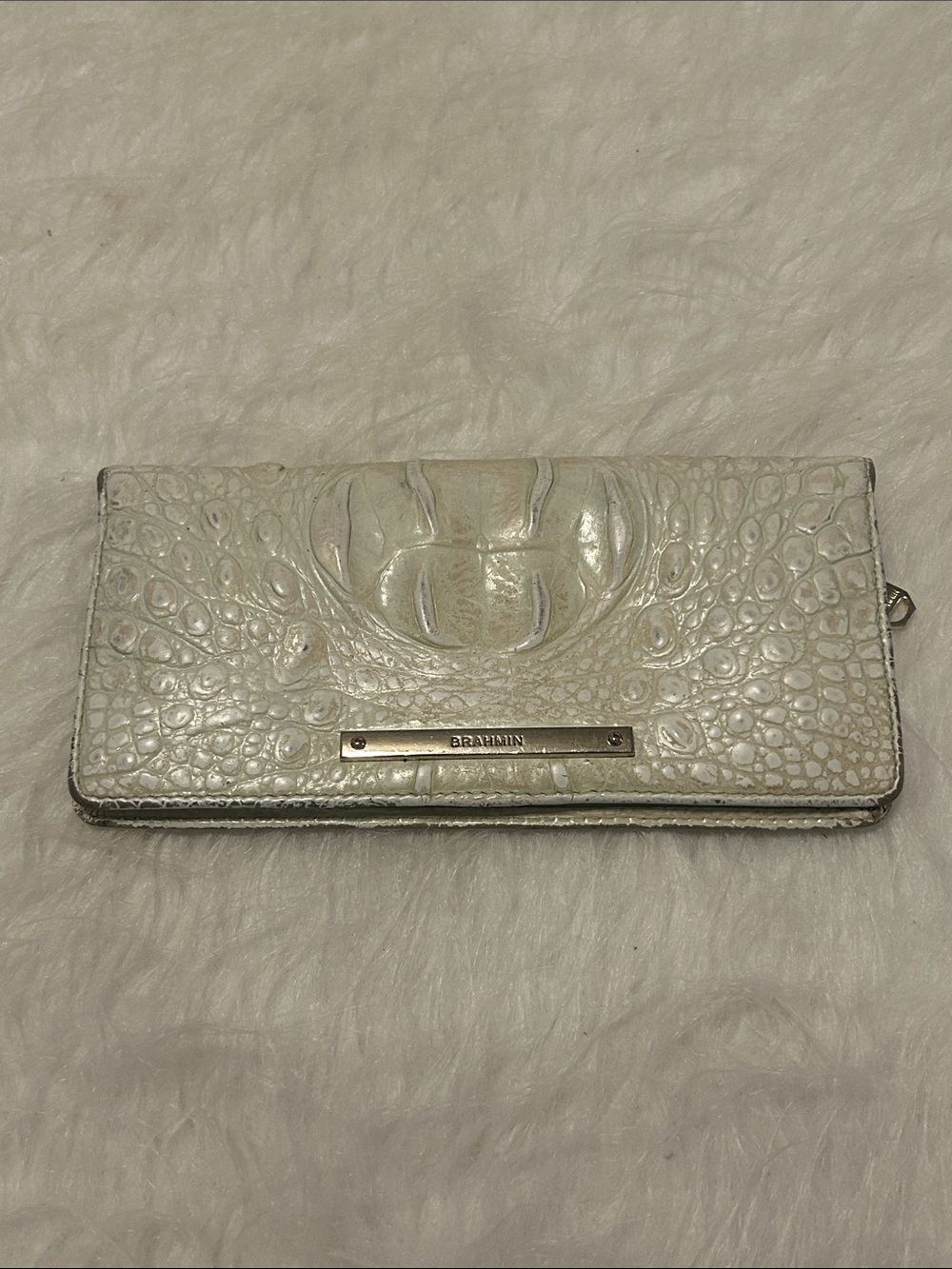 Brahmin White Croc-Embossed Leather Wallet
